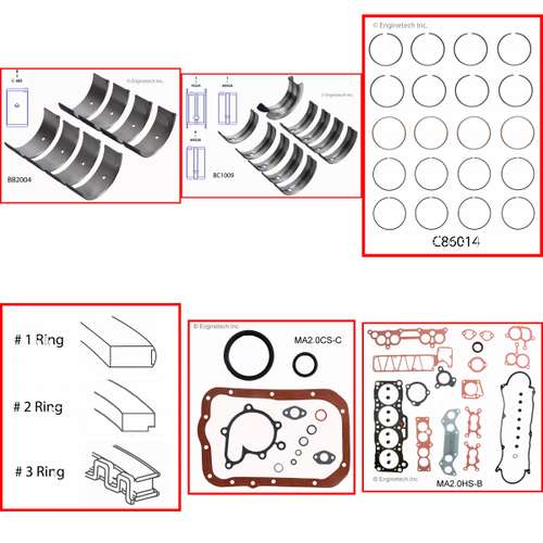 Enginetech RMMA2.0P Engine ReMain Kit for 1983-1985 Mazda 2.0L 4-Cyl .020" Over Bore (3.405")