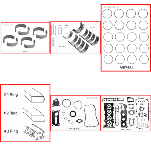 Enginetech RMMA2.3EP Engine ReMain Kit for 2007-2010 Mazda 2.3L 4-Cyl .020" Over Bore (3.465")