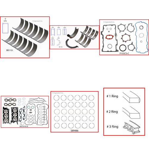 Enginetech RMMA3.0BP Engine ReMain Kit for 2003-2008 Mazda 3.0L V6 .030" Over Bore (3.535")