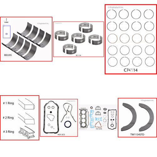 Enginetech RMHO1.5P Engine ReMain Kit for 1984-1987 Honda 1.5L 4-Cyl .020" Over Bore (2.935")