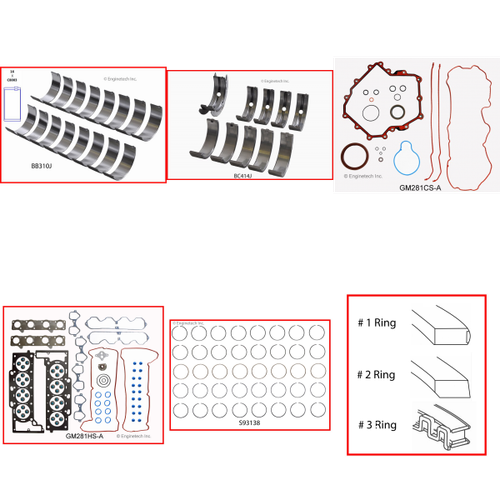 Enginetech RMGM281P Engine ReMain Kit for 1993-1994 Cadillac 4.6L V8 .020" Over Bore (3.680")