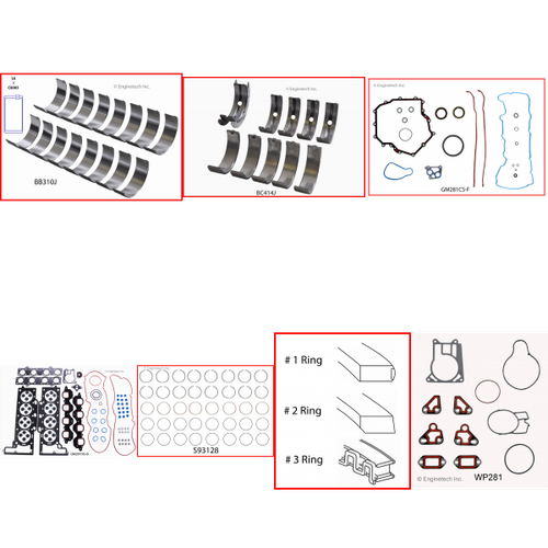 Enginetech RMGM281CP Engine ReMain Kit for 1998-1999 Cadillac 4.6L V8 Standard Bore (3.660")