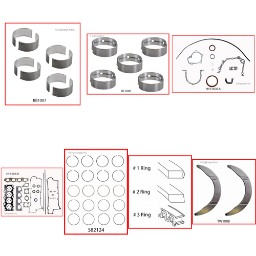 Enginetech RMKI2.0AP Engine ReMain Kit for 2005-2007 Kia 2.0L 4-Cyl Standard Bore (3.230")