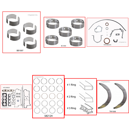 Enginetech RMKI2.0AP Engine ReMain Kit for 2005-2007 Kia 2.0L 4-Cyl .020" Over Bore (3.250")