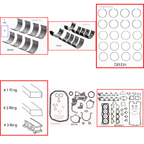 Enginetech RMMI2.0P Engine ReMain Kit for 1990-1992 Mitsubishi 2.0L 4-Cyl .040" Over Bore (3.385")