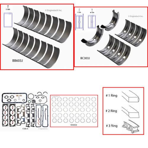 Enginetech RMF410P Engine ReMain Kit for 1966-1967 Mercury 410 6.7L V8 .060" Over Bore (4.110")