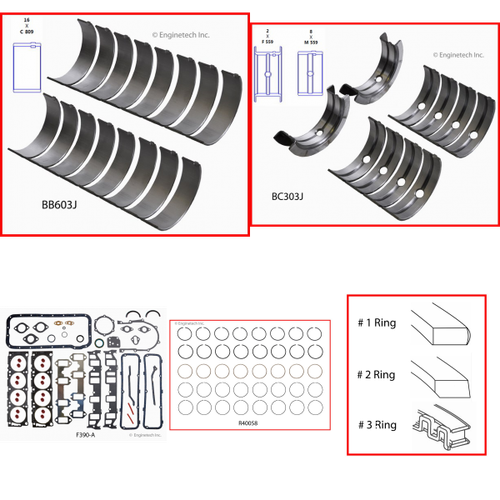 Enginetech RMF410 Engine ReMain Kit for 1966-1967 Mercury 410 6.7L V8 .030" Over Bore (4.080")