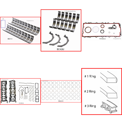 Enginetech RMF415P Engine ReMain Kit for 1997-2003 Ford 415 6.8L V10 Standard Bore (3.550")