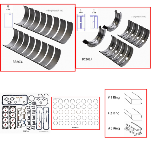 Enginetech RMF410P Engine ReMain Kit for 1966-1967 Mercury 410 6.7L V8 .020" Over Bore (4.070")