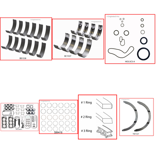 Enginetech RMHO3.5P Engine ReMain Kit for 2005-2008 Honda 3.5L V6 .020" Over Bore (3.525")