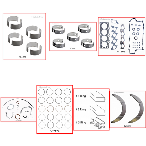 Enginetech RMHY2.0P Engine ReMain Kit for 1996-2007 Kia 2.0L 4-Cyl Standard Bore (3.230")
