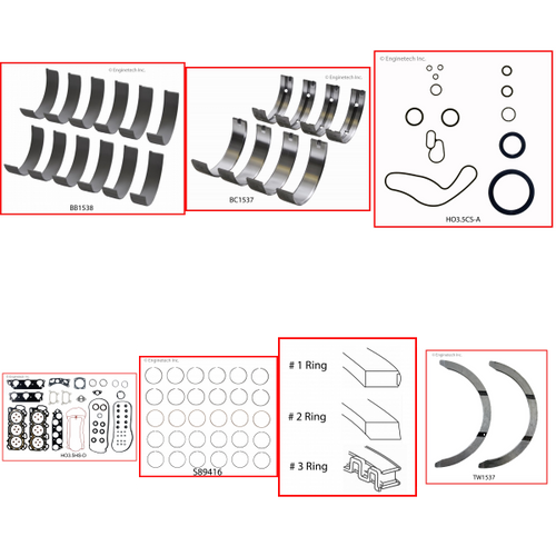 Enginetech RMHO3.5AP Engine ReMain Kit for 2005-2007 Honda 3.5L V6 .020" Over Bore (3.525")