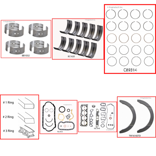Enginetech RMIS2.3P Engine ReMain Kit for 1986-1995 Isuzu 2.3L 4-Cyl .020" Over Bore (3.535")