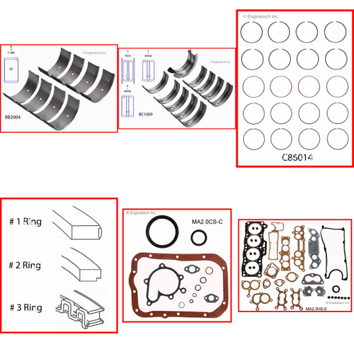 Enginetech RMMA2.0BP Engine ReMain Kit for 1986-1987 Mazda 2.0L 4-Cyl .020" Over Bore (3.405")