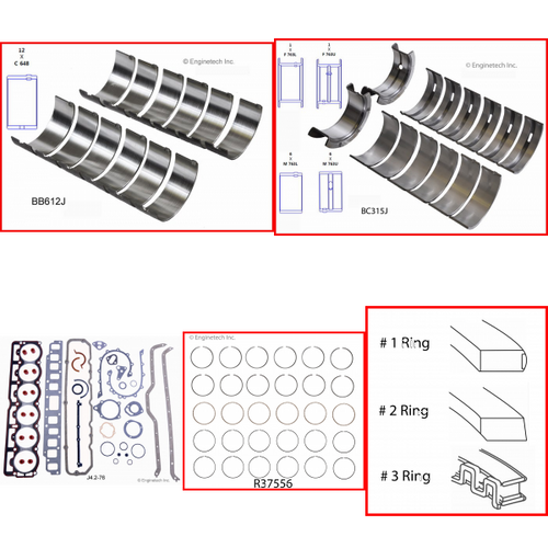 Enginetech RMJ258B Engine ReMain Kit for 1986-1990 Jeep 258 4.2L V6 .030" Over Bore (3.780")