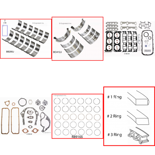 Enginetech RMIS3.1A Engine ReMain Kit for 1991-1994 Isuzu 3.1L V6 .040" Over Bore (3.545")