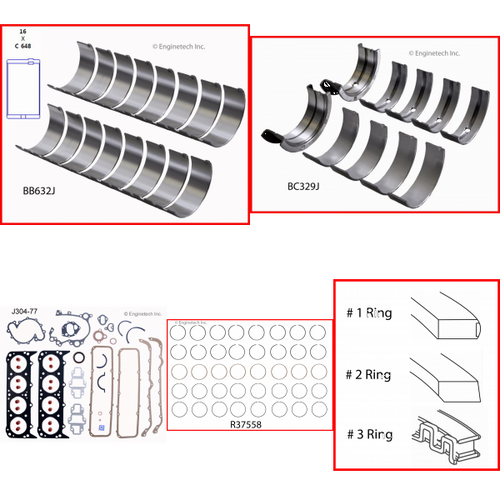 Enginetech RMJ304 Engine ReMain Kit for 1970-1981 Jeep 304 5.0L V8 Standard Bore (3.750")