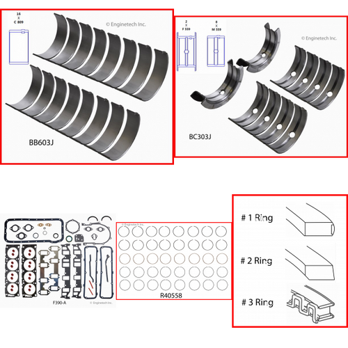 Enginetech RMF390 Engine ReMain Kit for 1964-1976 Ford 390 6.4L V8 .060" Over Bore (4.110")