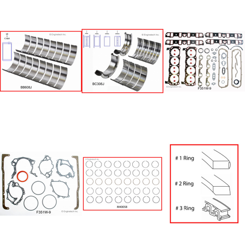 Enginetech RMF351WEP Engine ReMain Kit for 1983-1986 Ford 351 5.8L V8 Standard Bore (4.000")