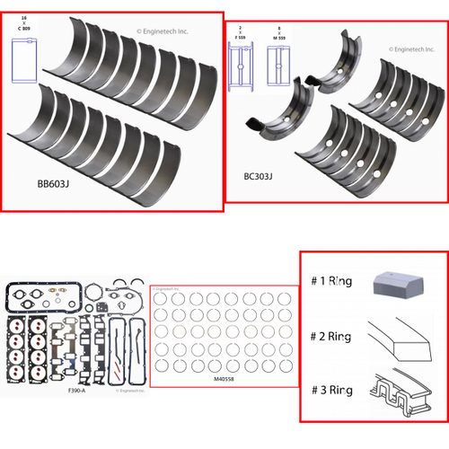 Enginetech RMF390P Engine ReMain Kit for 1961-1976 Ford 390 6.4L V8 Standard Bore (4.050")
