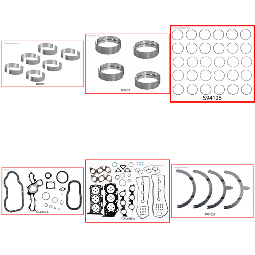 Enginetech RMTO4.0P Engine ReMain Kit for 2003-2009 Toyota 4.0L V6 .020" Over Bore (3.720")