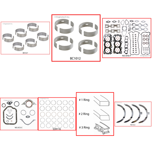 Enginetech RMNI3.0GP Engine ReMain Kit for 1995-1999 Nissan 3.0L V6 .040" Over Bore (3.700")