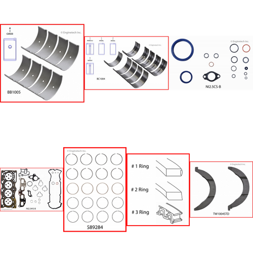 Enginetech RMNI2.5BP Engine ReMain Kit for 2005-2012 Nissan 2.5L 4-Cyl Standard Bore (3.505")