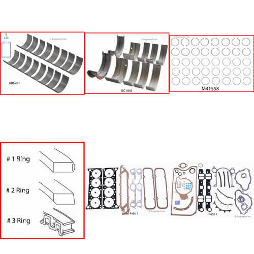 Enginetech RMP455 Engine ReMain Kit for 1972-1976 Pontiac 455 7.5L V8 .030" Over Bore (4.180")