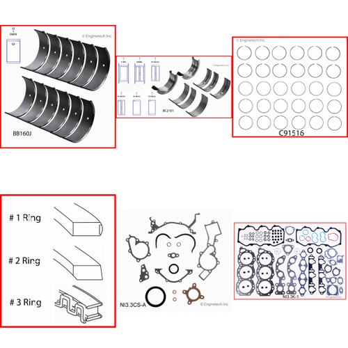 Enginetech RMNI3.3P Engine ReMain Kit for 1996-2002 Nissan 3.3L V6 .020" Over Bore (3.620")