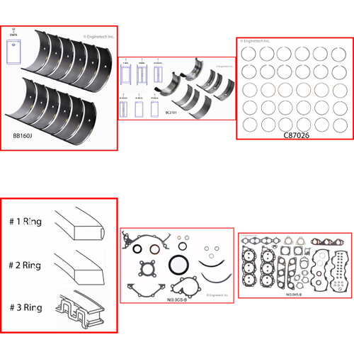 Enginetech RMNI3.0EP Engine ReMain Kit for 1993-1998 Nissan 3.0L V6 .020" Over Bore (3.445")
