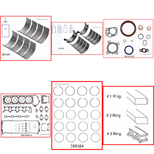 Enginetech RMNI2.4MP Engine ReMain Kit for 1998-2004 Nissan 2.4L 4-Cyl .040" Over Bore (3.545")
