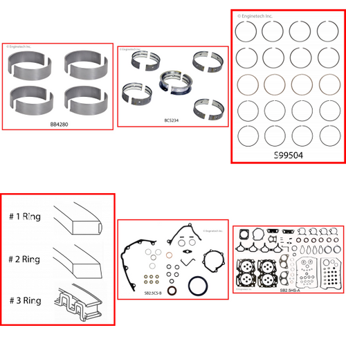 Enginetech RMSB2.5P Engine ReMain Kit for 1997-1998 Subaru 2.5L 4-Cyl .020" Over Bore (3.935")