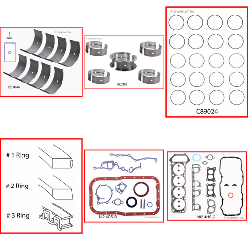 Enginetech RMNI2.4P Engine ReMain Kit for 1985-1985 Nissan 2.4L 4-Cyl Standard Bore (3.505")