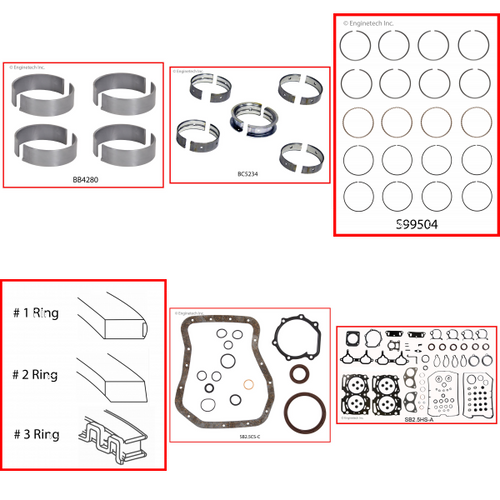 Enginetech RMSB2.5DP Engine ReMain Kit for 1999-1999 Subaru 2.5L 4-Cyl .020" Over Bore (3.935")