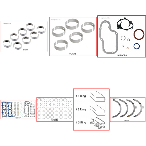 Enginetech RMNI5.6P Engine ReMain Kit for 2004-2013 Nissan 5.6L V8 .020" Over Bore (3.880")