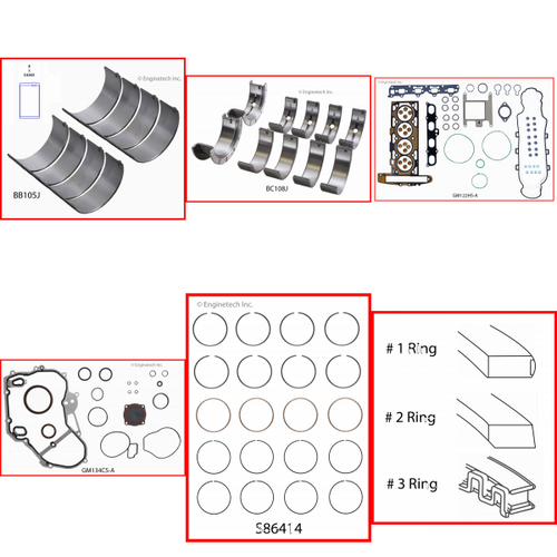 Enginetech RMS2.0P Engine ReMain Kit for 2004-2007 Saturn 2 2.0L 4-Cyl .030" Over Bore (3.415")