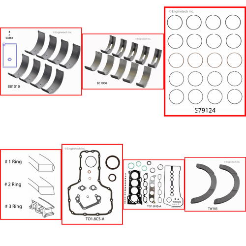 Enginetech RMTO1.8AP Engine ReMain Kit for 1998-2008 Toyota 1.8L 4-Cyl .030" Over Bore (3.140")