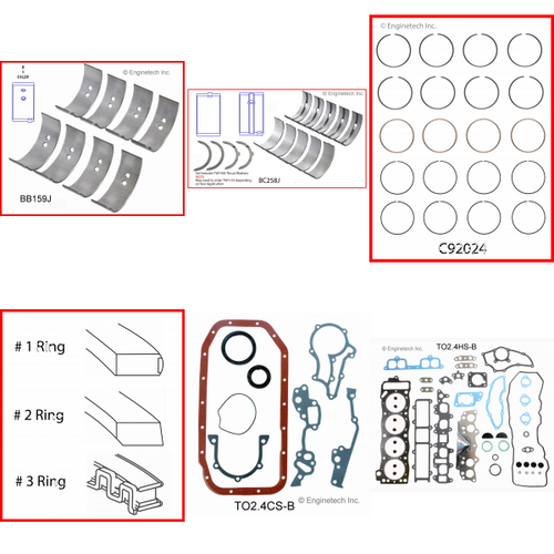 Enginetech RMTO22RCP Engine ReMain Kit for 1983-1984 Toyota 2.4L 4-Cyl .040" Over Bore (3.660")