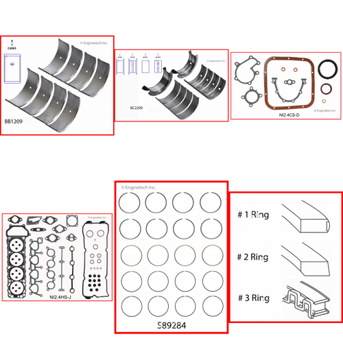 Enginetech RMNI2.4KP Engine ReMain Kit for 1998-2001 Nissan 2.4L 4-Cyl .040" Over Bore (3.545")