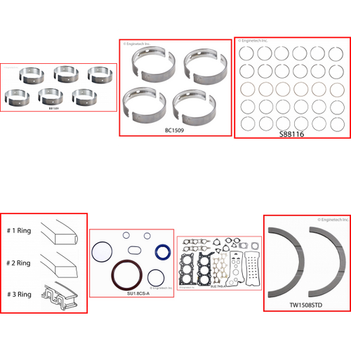 Enginetech RMSZ2.7P Engine ReMain Kit for 2001-2005 Suzuki 2.7L V6 .020" Over Bore (3.485")