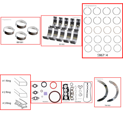 Enginetech RMTO2.0DP Engine ReMain Kit for 2001-2002 Toyota 2.0L 4-Cyl .020" Over Bore (3.405")