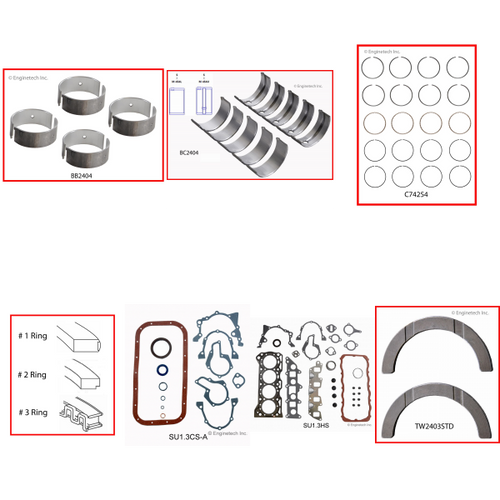 Enginetech RMSZ1.3P Engine ReMain Kit for 1986-1989 Suzuki 1.3L 4-Cyl Standard Bore (2.915")