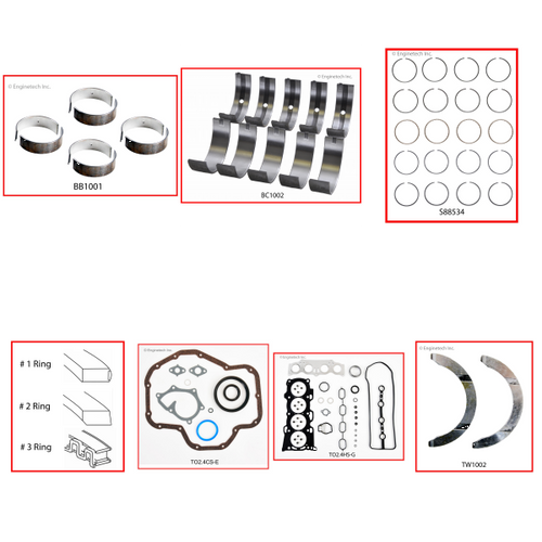 Enginetech RMSC2.4P Engine ReMain Kit for 2005-2006 Scion 2.4L 4-Cyl .040" Over Bore (3.525")