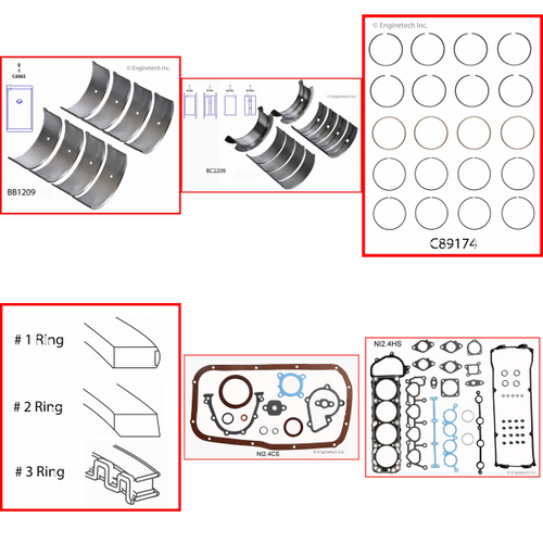 Enginetech RMNI2.4GP Engine ReMain Kit for 1991-1994 Nissan 2.4L 4-Cyl Standard Bore (3.505")