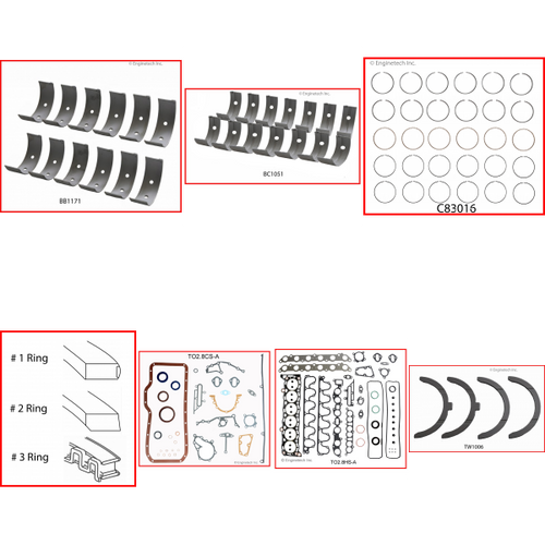 Enginetech RMTO2.8P Engine ReMain Kit for 1982-1984 Toyota 2.8L V6 Standard Bore (3.270")