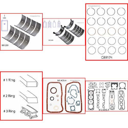 Enginetech RMNI2.4DP Engine ReMain Kit for 1995-1997 Nissan 2.4L 4-Cyl .040" Over Bore (3.545")