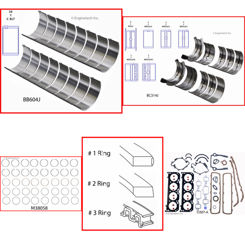Enginetech RMO307P Engine ReMain Kit for 1980-1990 Oldsmobile 307 5.0L V8 .040" Over Bore (3.840")