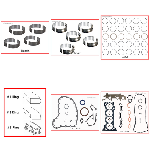 Enginetech RMTO2.7AP Engine ReMain Kit for 2005-2015 Toyota 2.7L 4-Cyl .020" Over Bore (3.760")