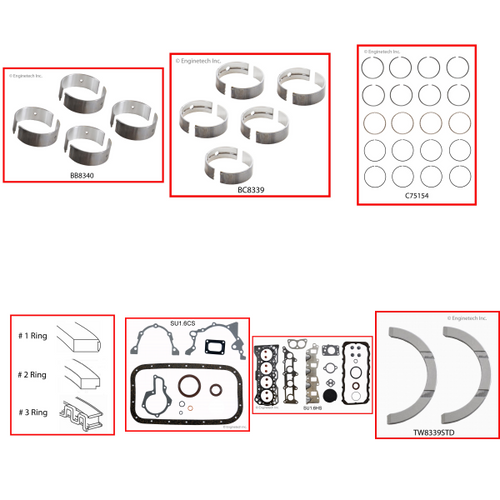 Enginetech RMSZ1.6P Engine ReMain Kit for 1989-1995 Suzuki 1.6L 4-Cyl .040" Over Bore (2.995")