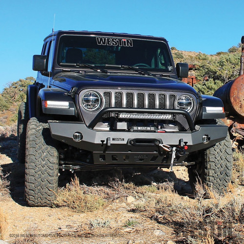 Westin WJ2 Full Width Front Bumper with Bull Bar for Jeep Wrangler JL - Textured Black